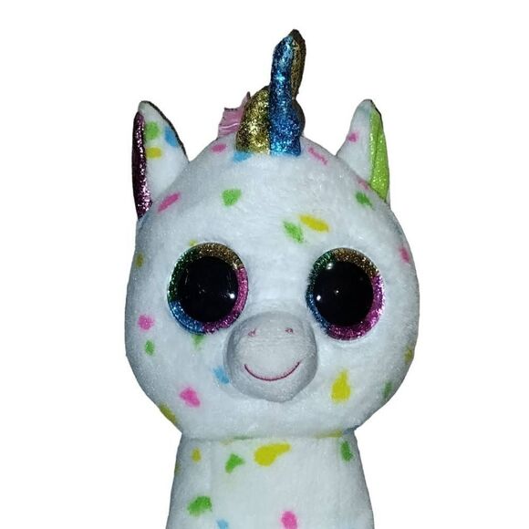 Ty Harmonie Unicorn Beanie Boo Stuffed Plush Toy Big Sparkly Eyes Rainbow 10" - Picture 2 of 6